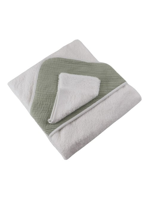 Cape de bain et gant en gaze de coton GAZOO - Kiabi
