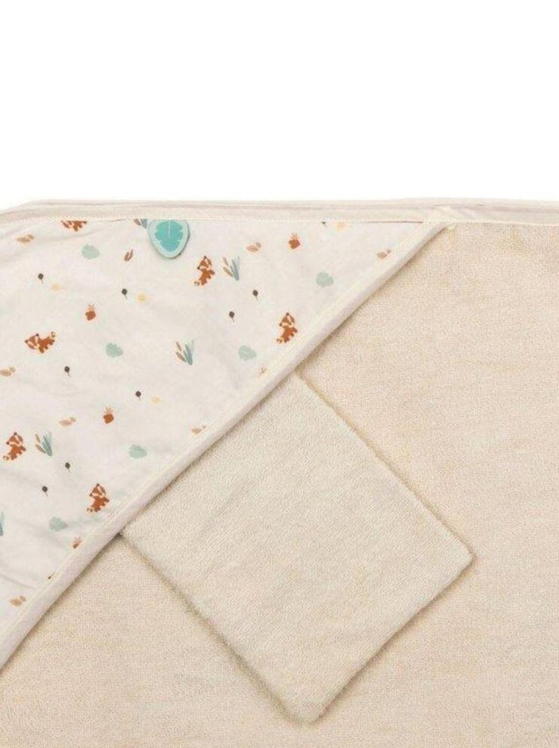 Cape de bain + gant Boris et Jungo (75 x 75 cm) Beige - Kiabi