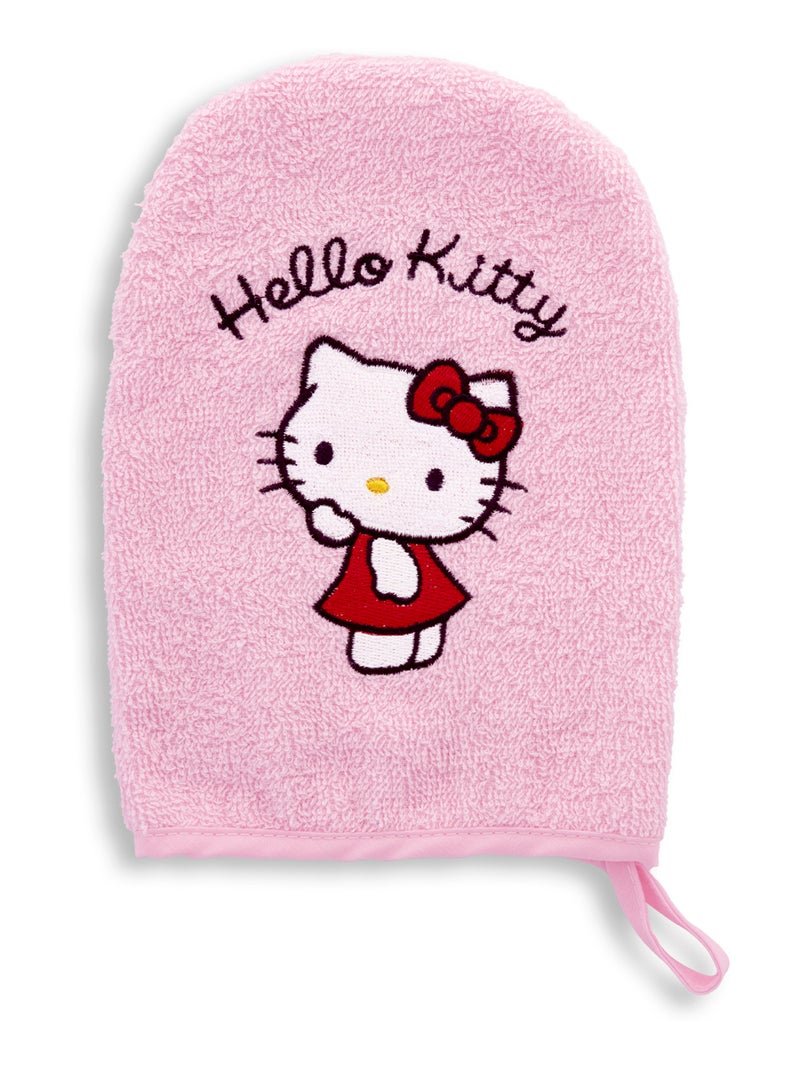 Cape de bain + Gant brodés - Hello Kitty - Serviette éponge - 100% coton - Bébé & Enfant Blanc Rouge - Kiabi