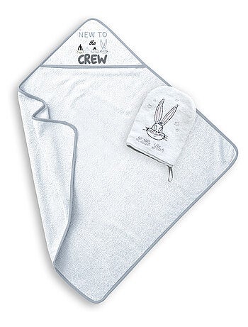 Cape de bain + Gant Brodés - LOONEY TUNES - Serviette éponge - 100% coton - Bébé & Enfant