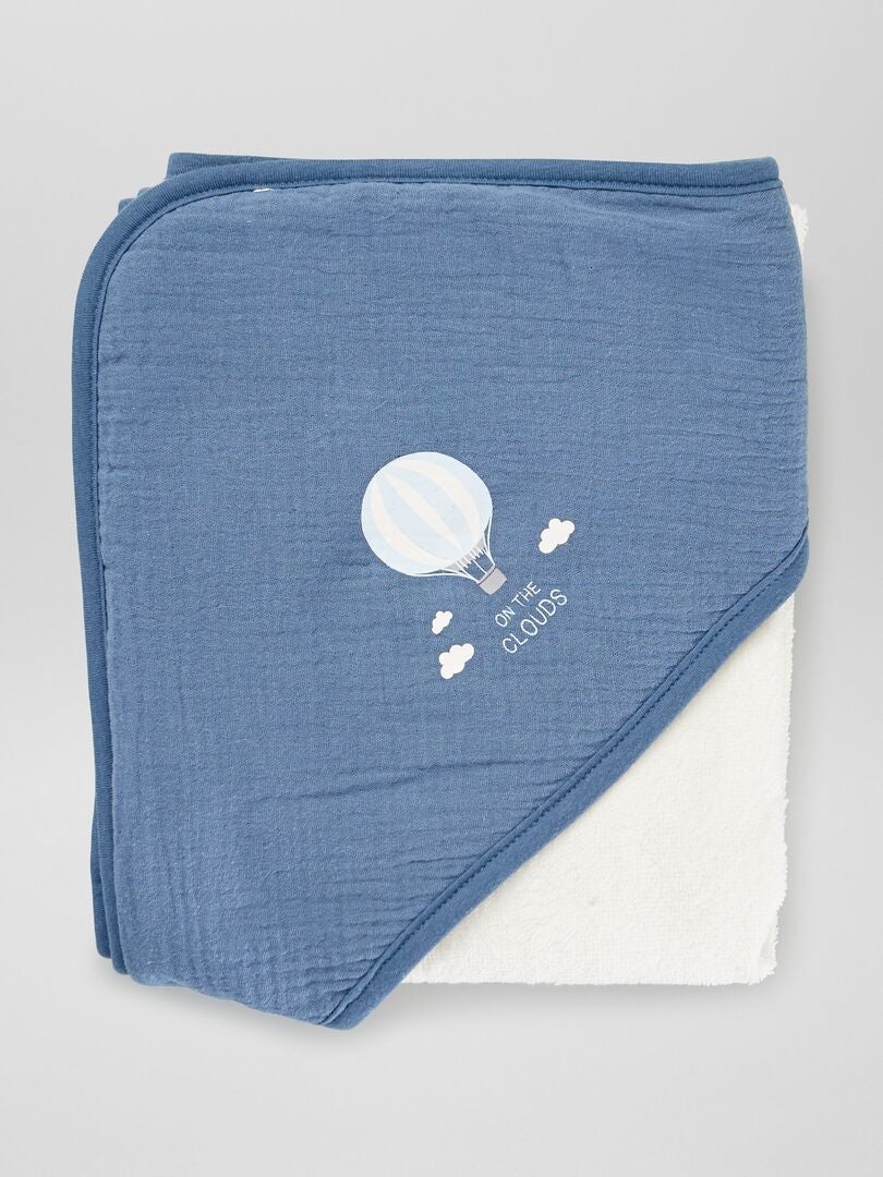 Cape de bain + gant de toilette - 2 pièces Bleu/blanc - Kiabi