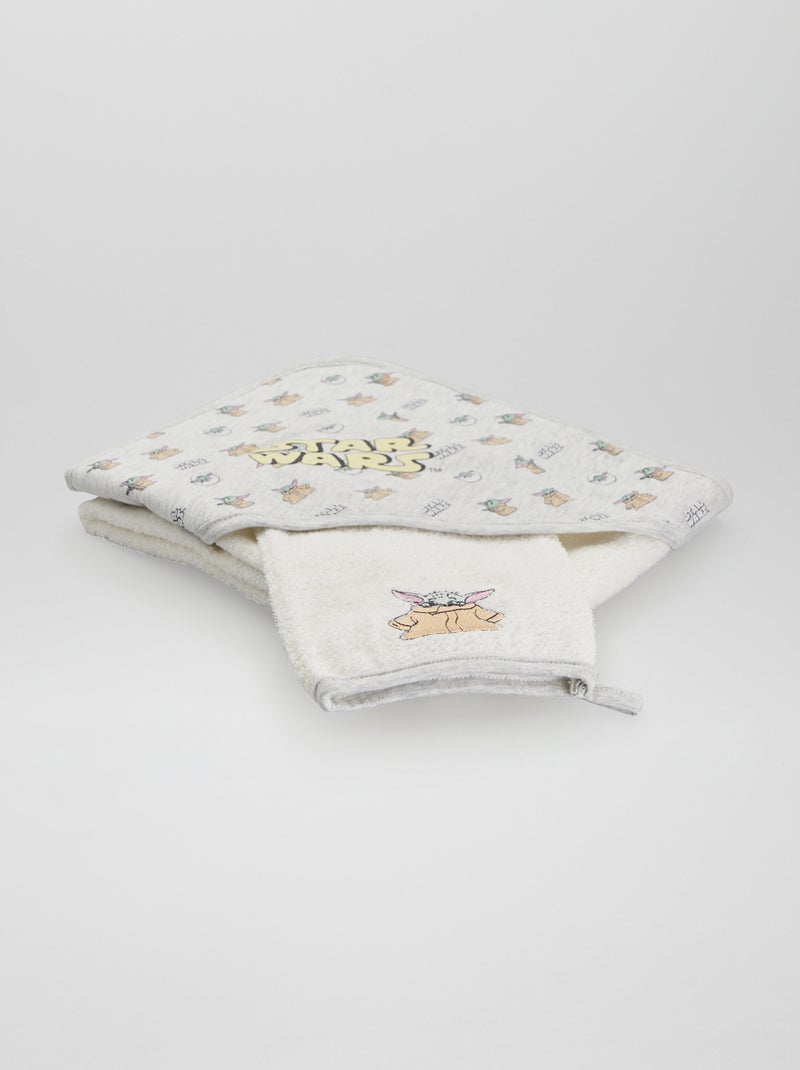 Cape de bain + gant de toilette 'Bebe yoda' Gris - Kiabi