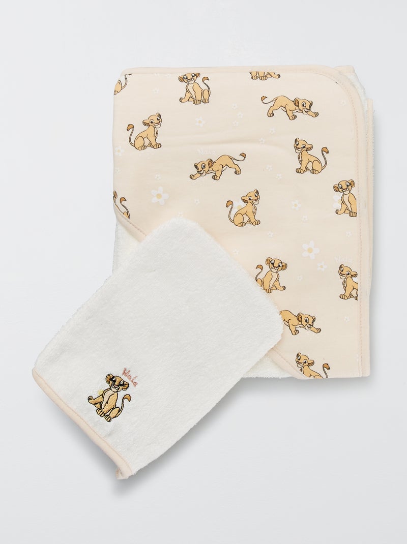 Cape de bain + gant de toilette 'Nala' blanc - Kiabi