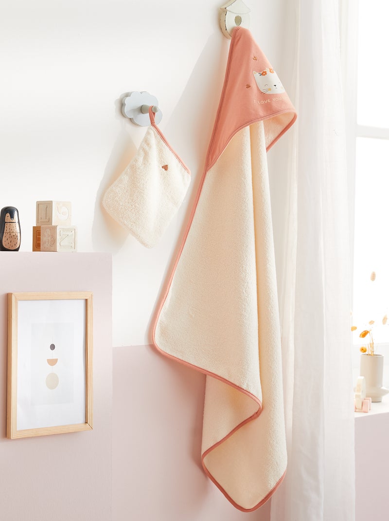 Cape de bain + gant de toilette rose - Kiabi