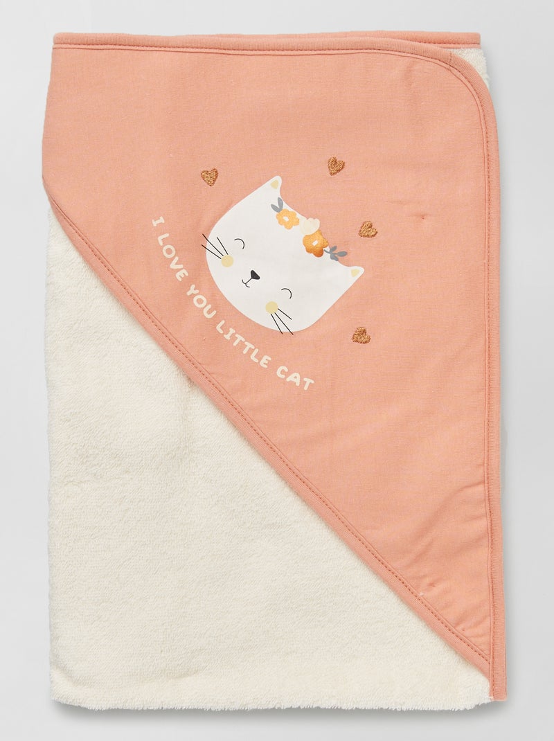 Cape de bain + gant de toilette rose - Kiabi