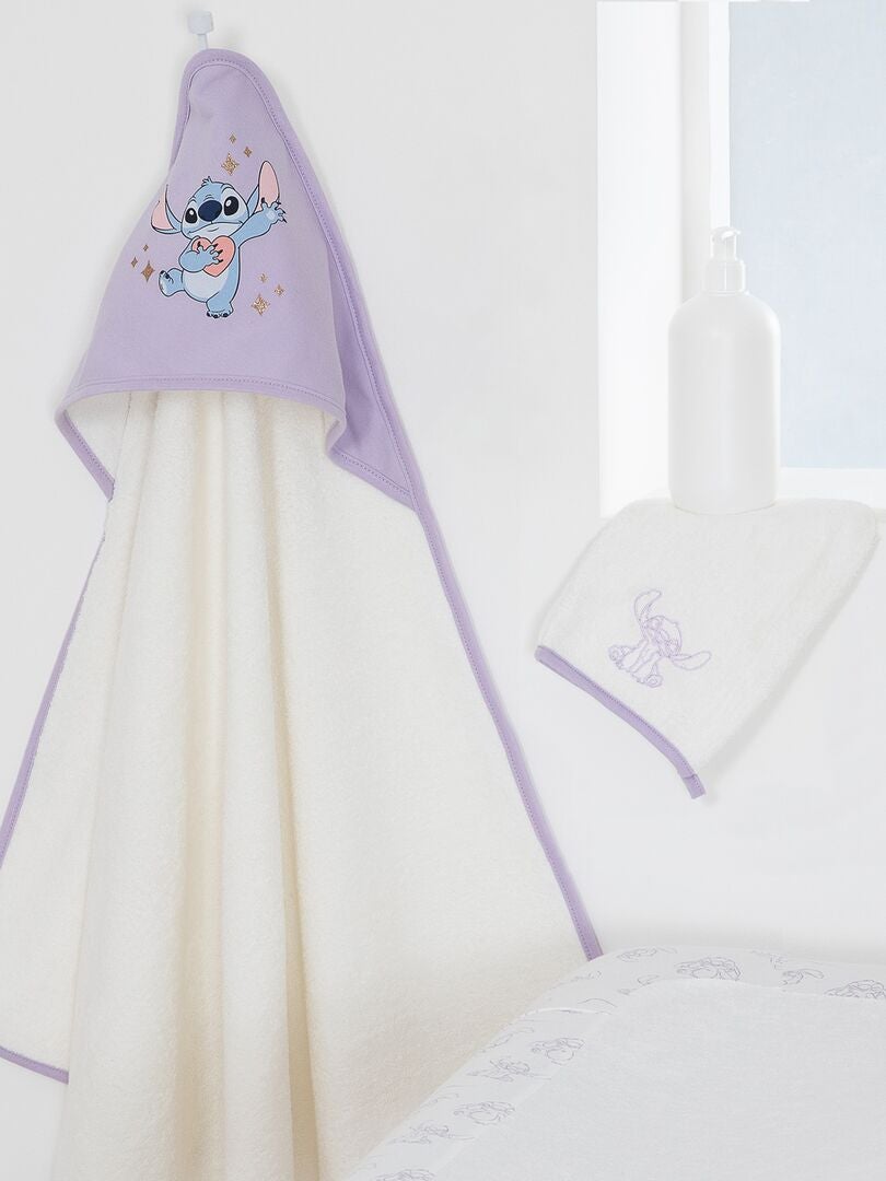 Cape de bain + gant de toilette 'Stitch' Violet - Kiabi