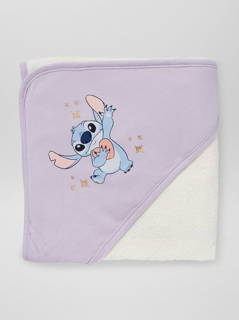 Cape de bain + gant de toilette 'Stitch' Violet - Kiabi