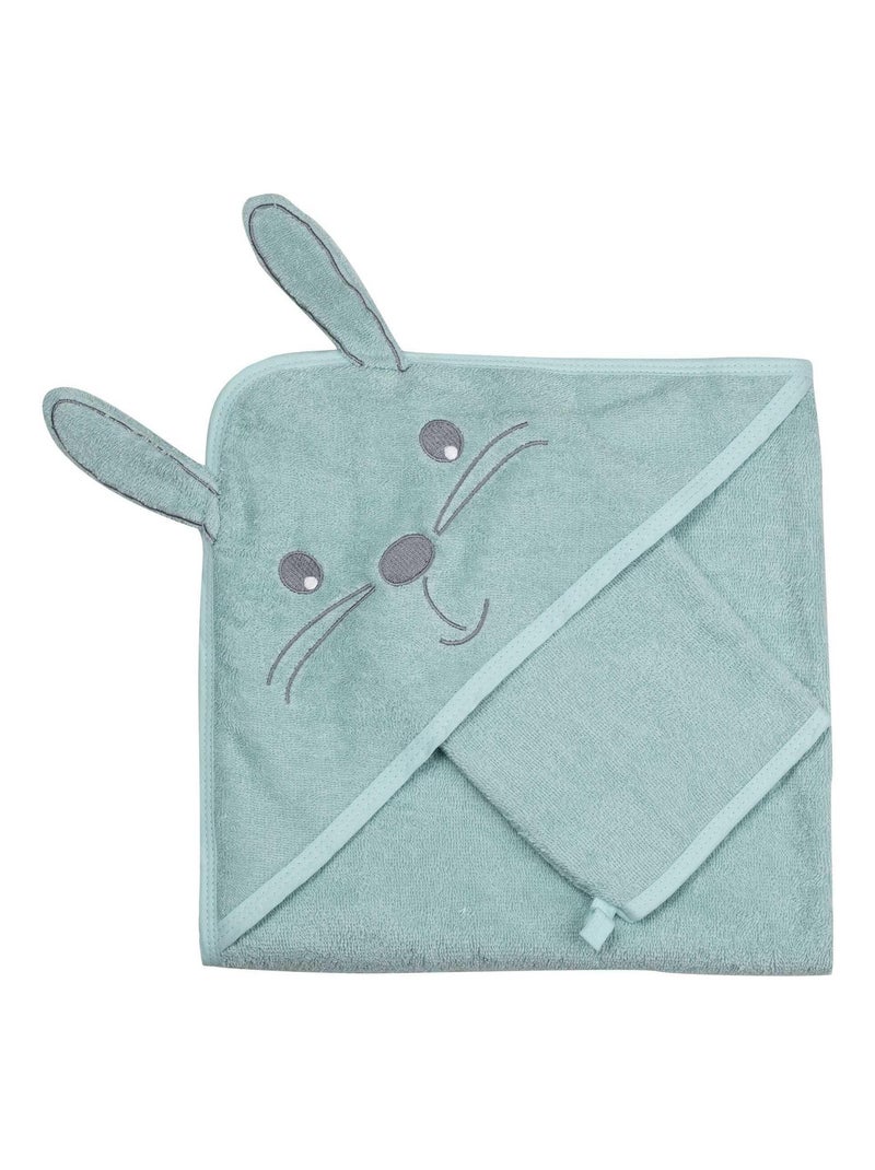 Cape de bain + gant lapin vert (70 x 70 cm) Vert - Kiabi