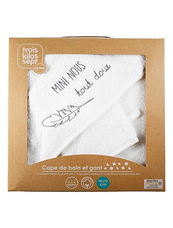 Cape de bain + gant Mini nous tout doux (70 x 70 cm)