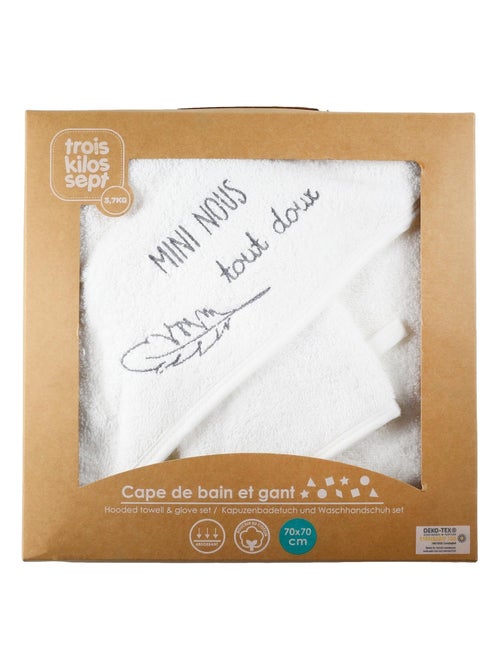 Cape de bain + gant Mini nous tout doux (70 x 70 cm) - Kiabi