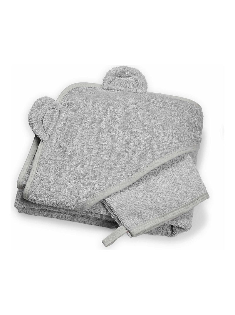 Cape de bain + gant ours gris (100 x 100 cm) Gris - Kiabi