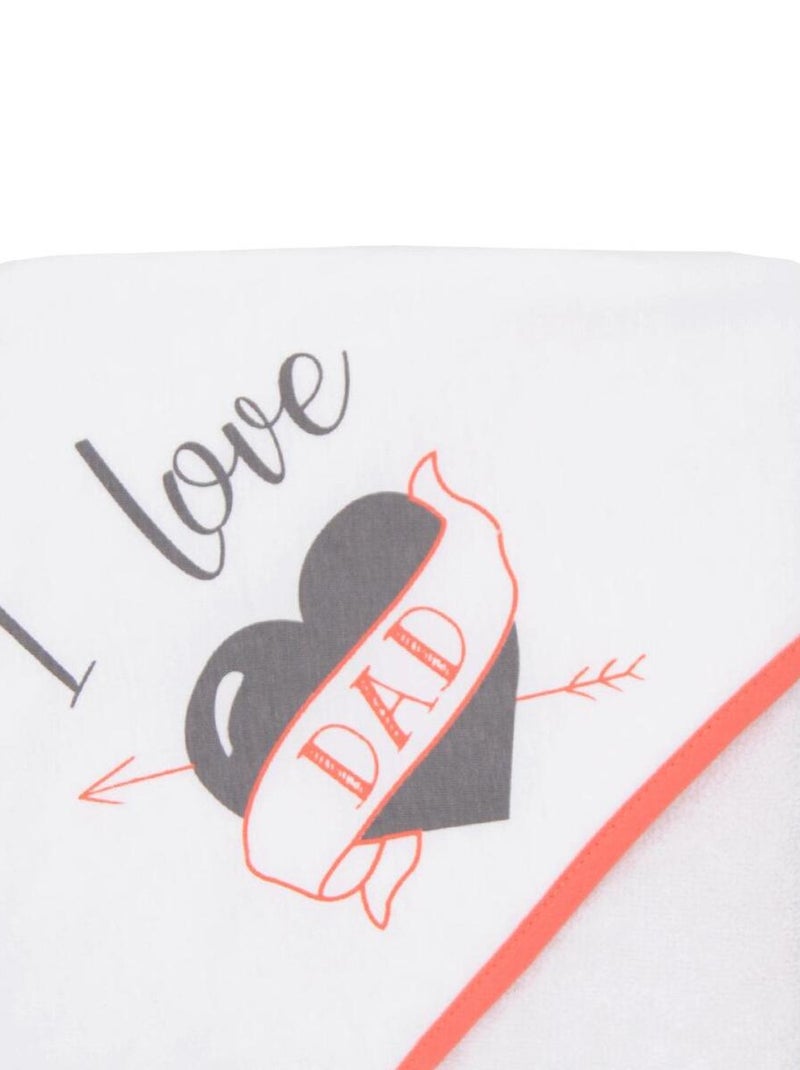 Cape de bain I Love Dad 70x70 cm - Naissance Blanc - Kiabi