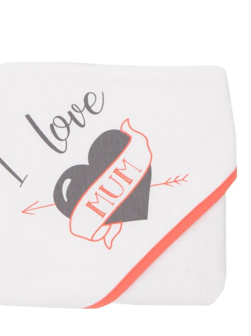 Cape de bain I Love Mum 70x70 cm - Naissance Blanc - Kiabi