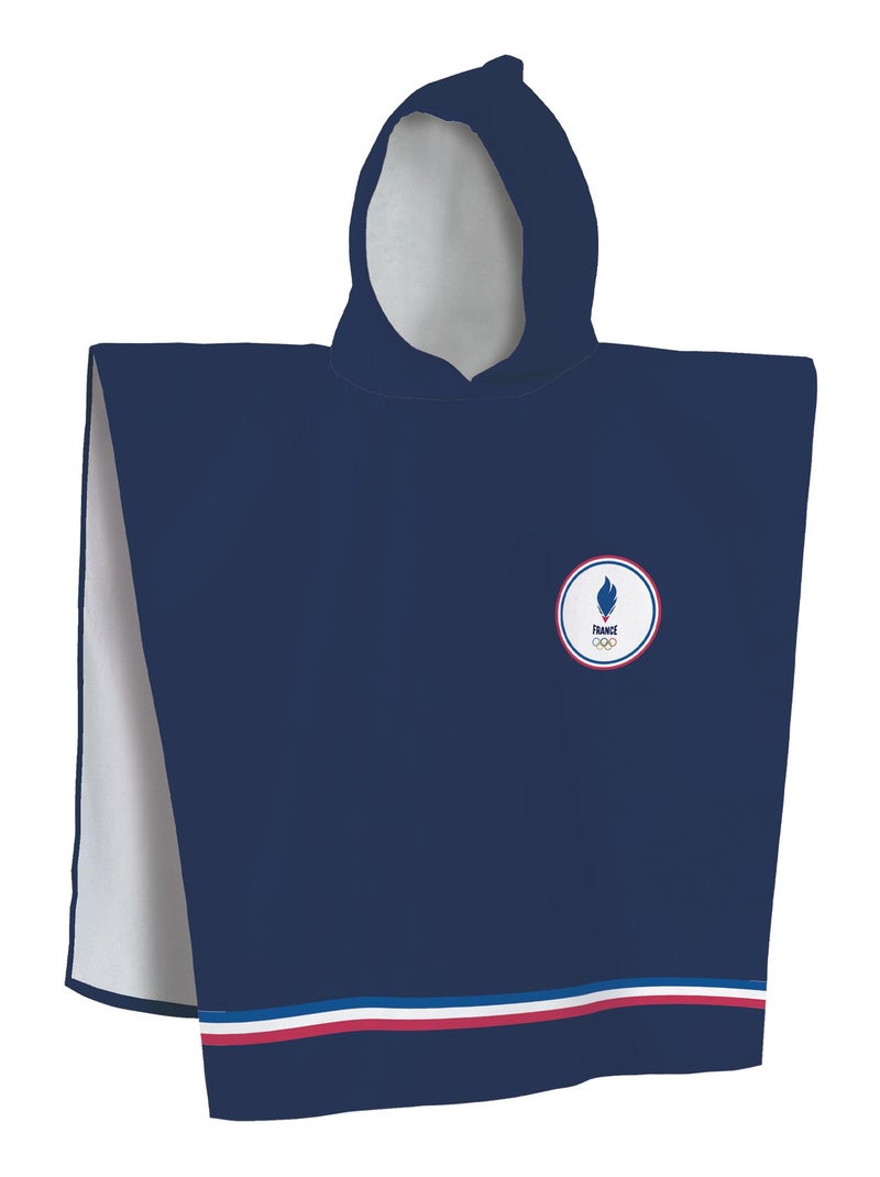 Cape de bain imprimée 100% coton, PARIS 2024 JEUX OLYMPIQUES TRICOLORE Bleu - Kiabi