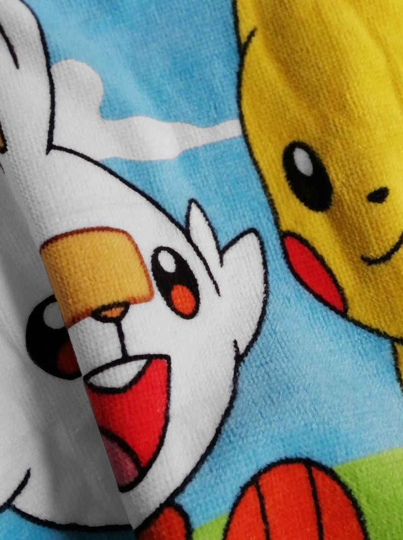 Cape de bain imprimée 100% coton, POKEMON GRASS Bleu ciel - Kiabi
