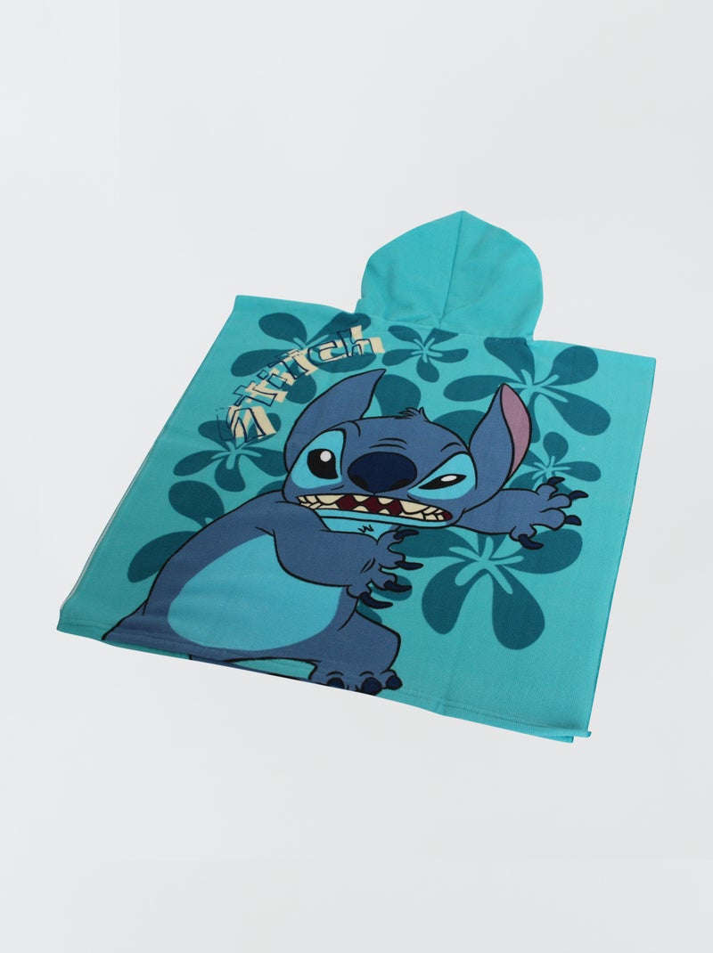 Cape de bain imprimée 'Stitch' bleu - Kiabi