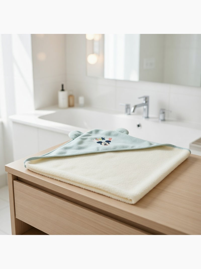 Cape de bain Mickey - 80% coton 20% Polyester Vert - Kiabi