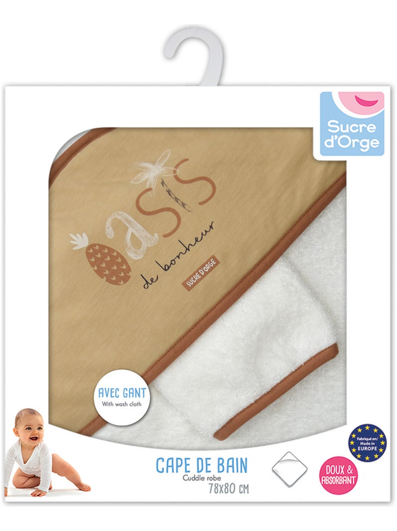 CAPE DE BAIN ODIN EPONGE AVEC GANT Beige - Kiabi