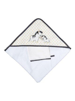 Cape de bain plus gant en coton blanc - SAUTHON