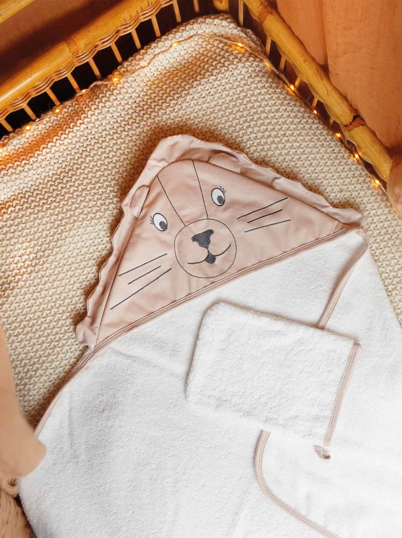 Cape De Bain Pour Bébé Beige/Blanc - Kiabi
