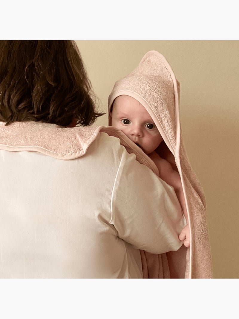Cape de bain tablier XXL Parent/Bébé en viscose - 100x100 cm - Rose Rose - Kiabi