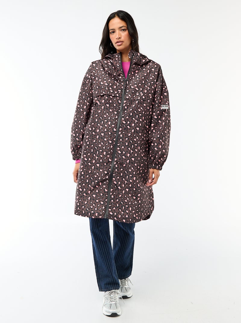Cape de pluie déperlante avec capuche avec astuce pliage sur elle-même Marron - Kiabi