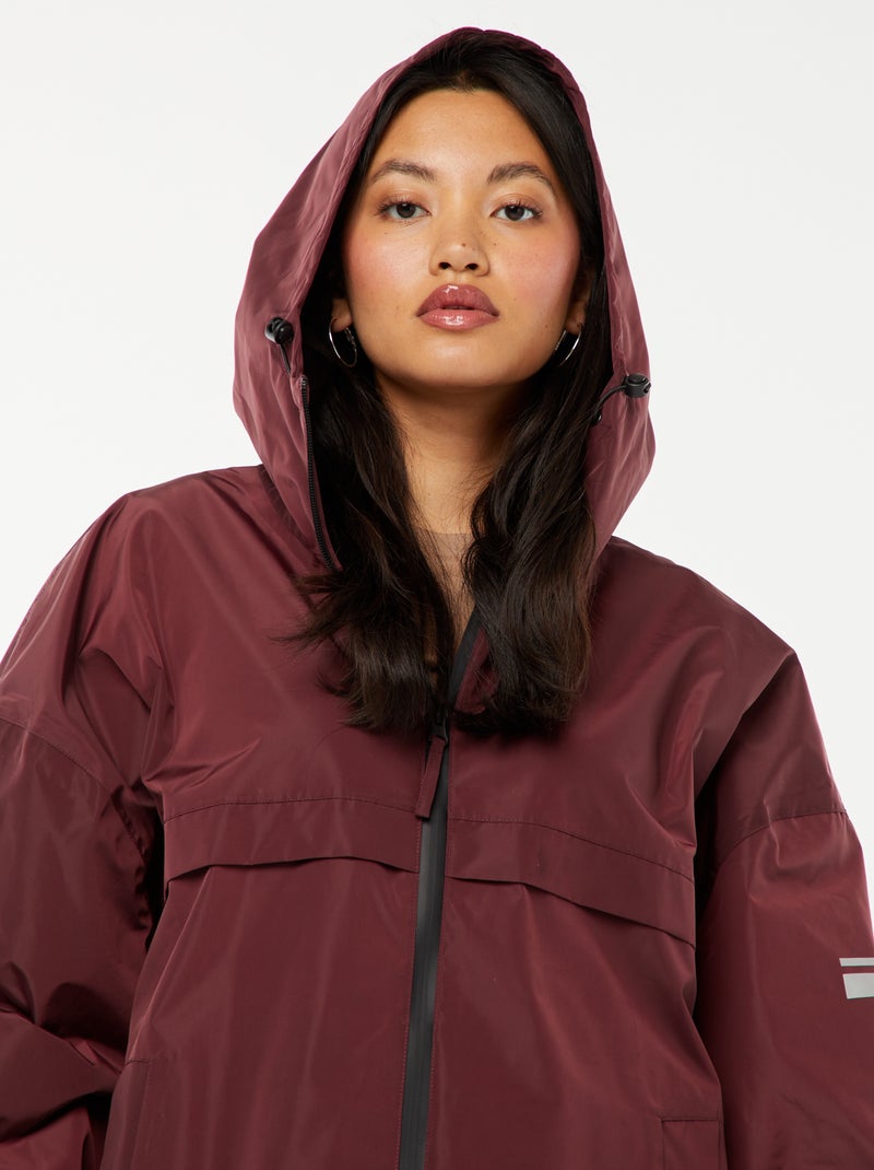 Cape de pluie déperlante avec détails réfléchissants Bordeaux - Kiabi