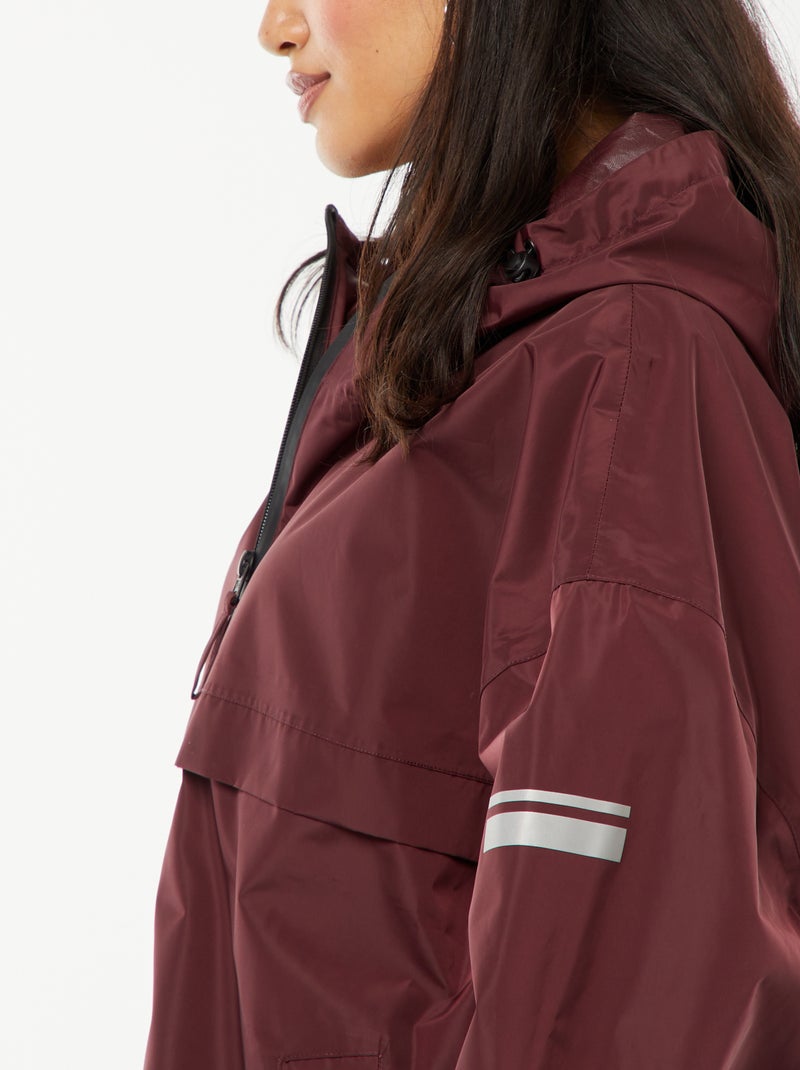 Cape de pluie déperlante avec détails réfléchissants Bordeaux - Kiabi