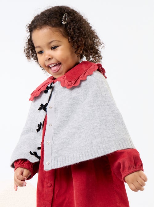 Cape en tricot avec nœuds en velours - Kiabi