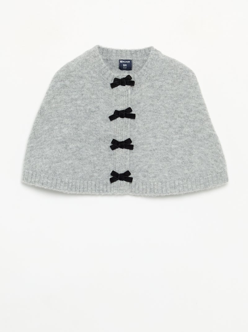 Cape en tricot avec nœuds en velours Gris - Kiabi