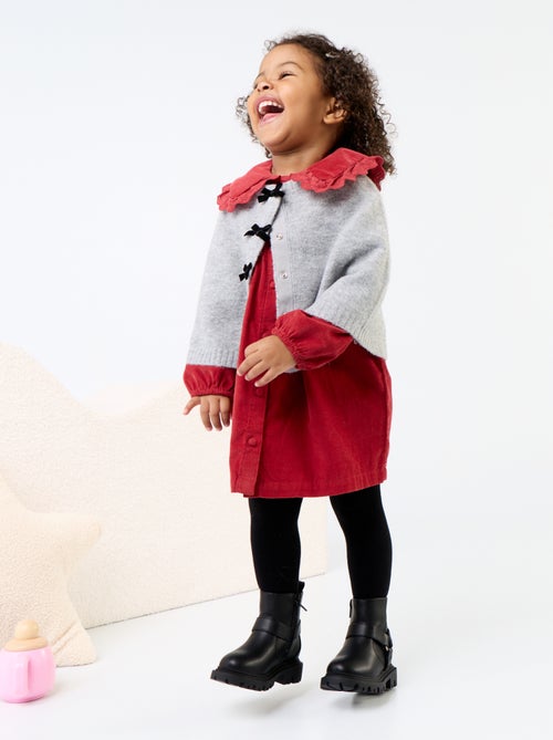 Cape en tricot avec nœuds en velours - Kiabi