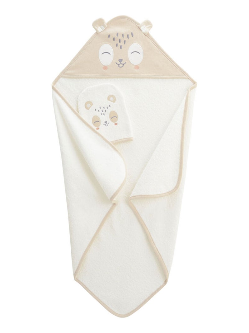 Cape et gant de bain bébé Baby Panda Ecru - Kiabi