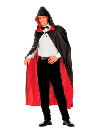 Cape luxe réversible Noire et rouge avec capuche