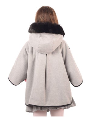 Cape à Capuche Bébé Fille - Poncho Peluche Doux Hiver/automne - Coupe-vent Chaud - Taille Unique 33 Cm - Rose, Violet, Blanc