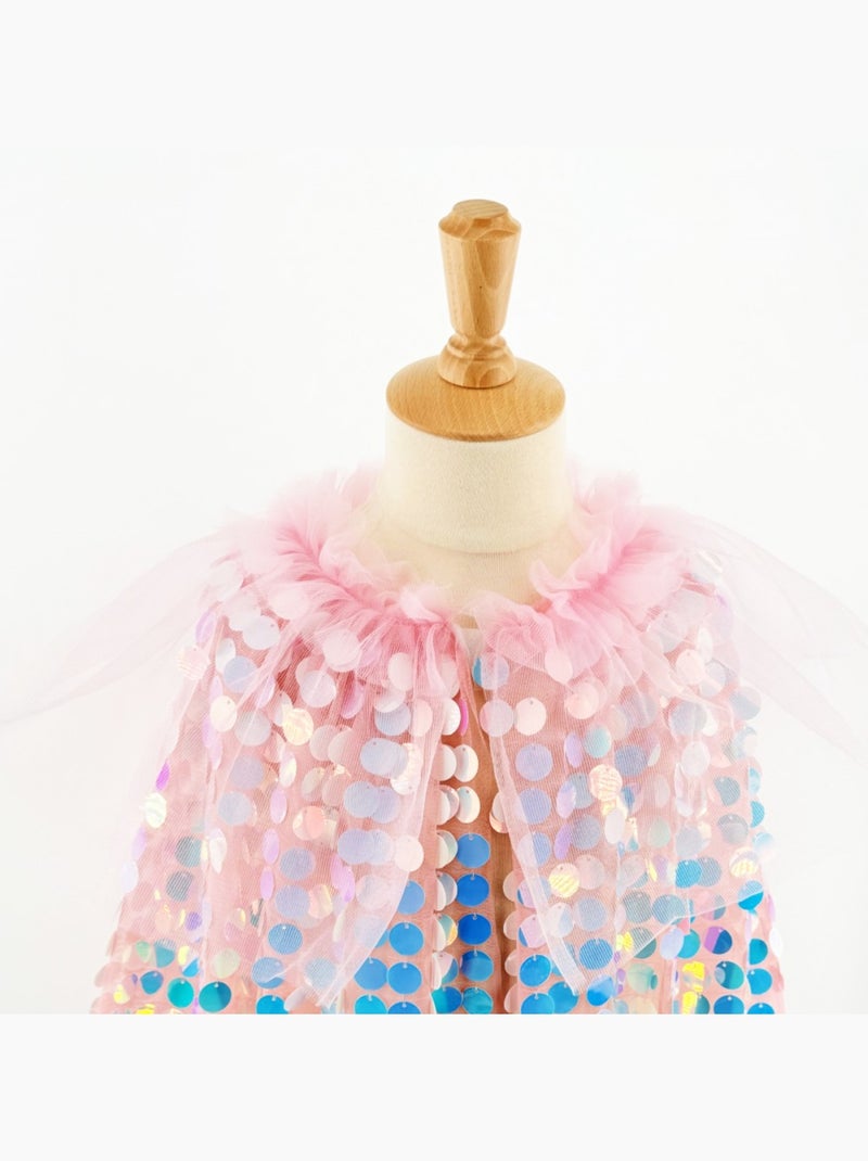 Cape Sequins Galaxia rose Blanc Beige - Kiabi