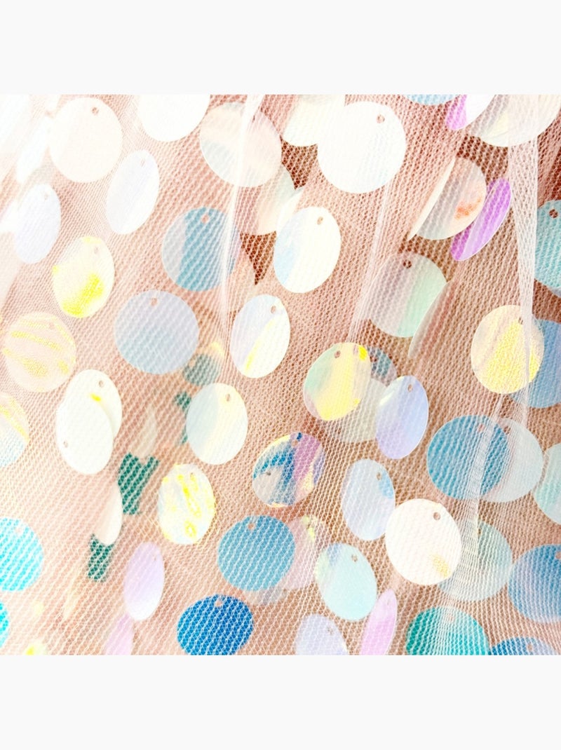 Cape Sequins Galaxia rose Blanc Beige - Kiabi