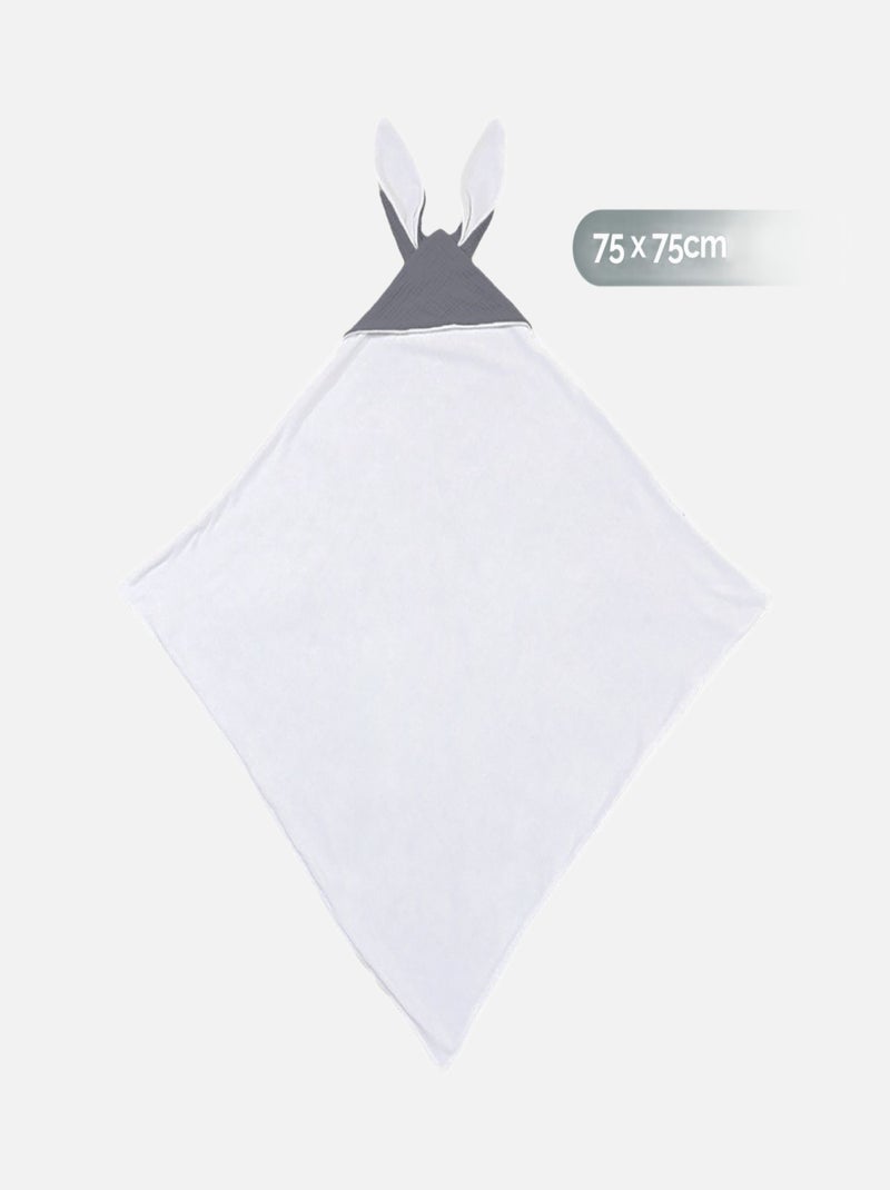 Cape, sortie de bain intérieur 100 % coton - Lapin - Monsieur Bébé Gris - Kiabi
