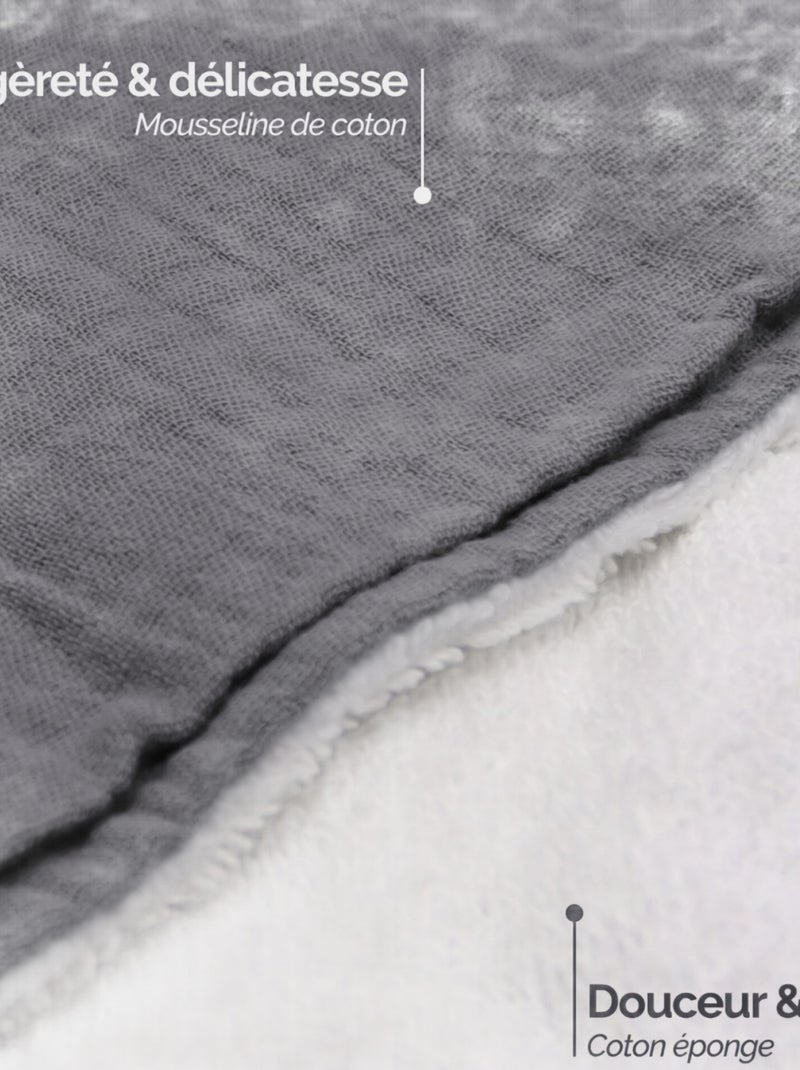 Cape, sortie de bain intérieur 100 % coton - Lapin - Monsieur Bébé Gris - Kiabi