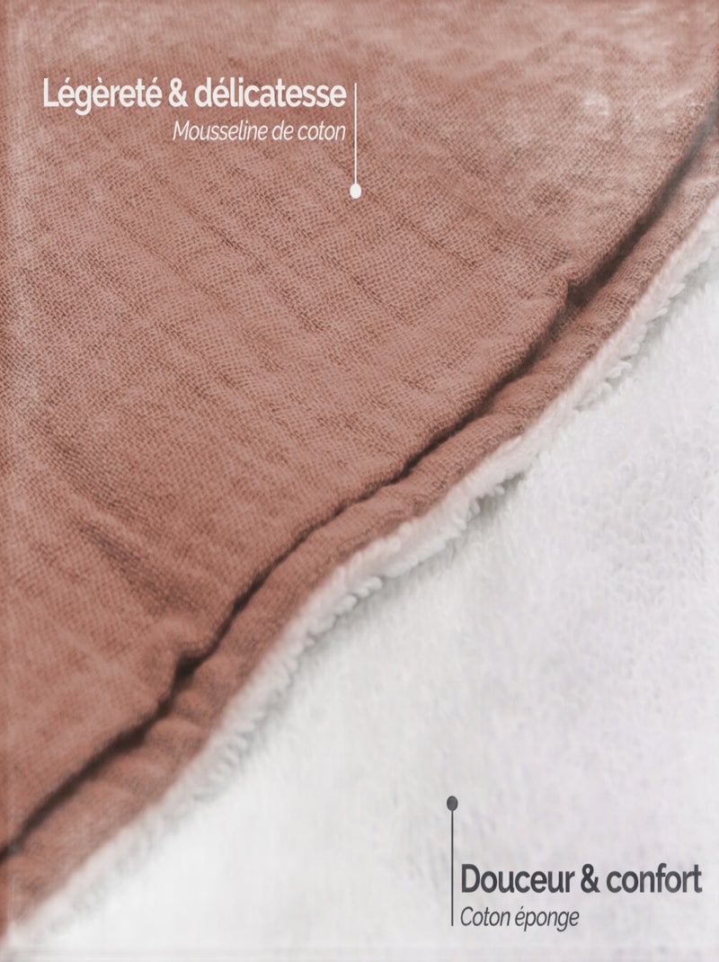 Cape, sortie de bain intérieur 100 % coton - Lapin - Monsieur Bébé Rose - Kiabi