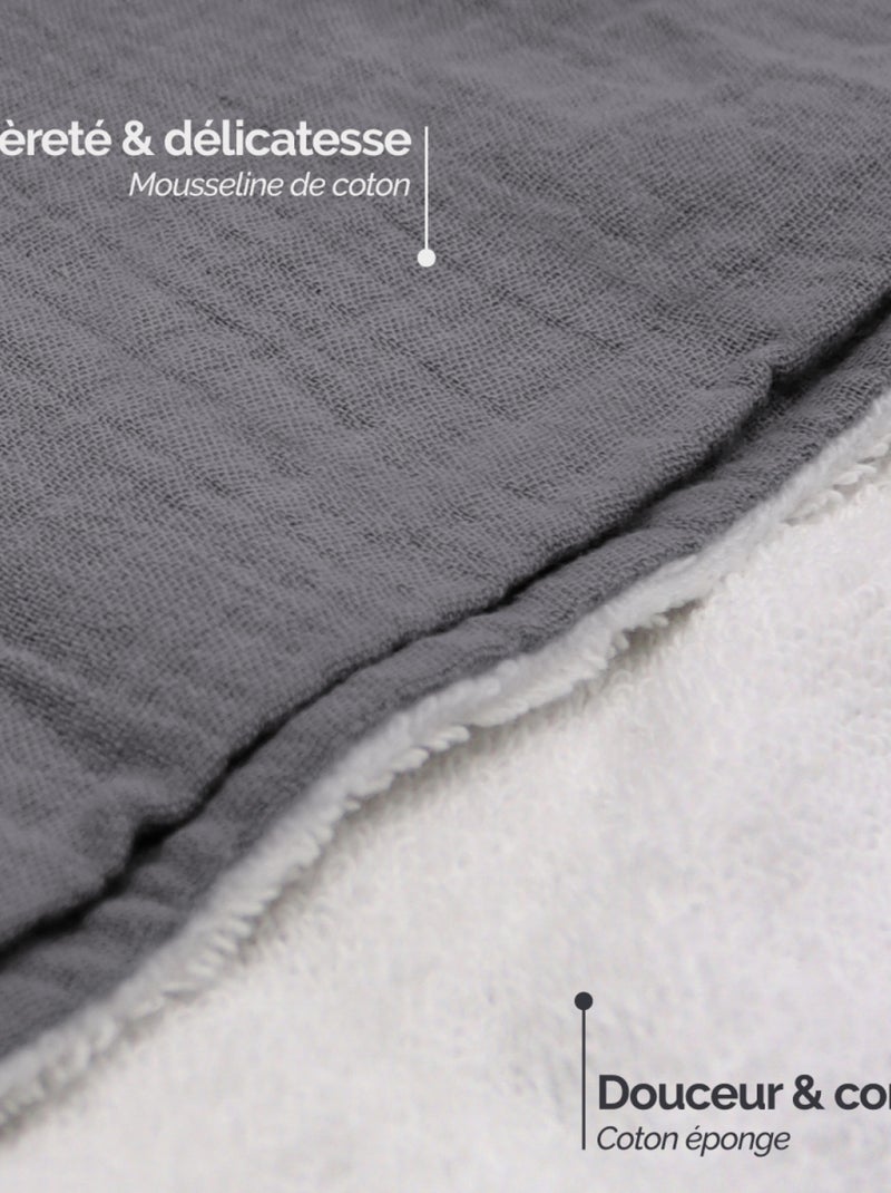 Cape, sortie de bain pour bébé intérieur 100 % coton - 100 x 100 cm - Lapin - Monsieur Bébé Gris - Kiabi