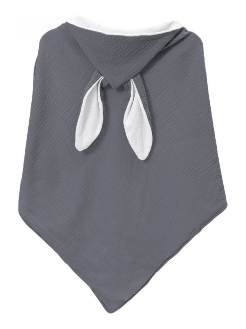 Cape, sortie de bain pour bébé intérieur 100 % coton - 100 x 100 cm - Lapin - Monsieur Bébé Gris - Kiabi