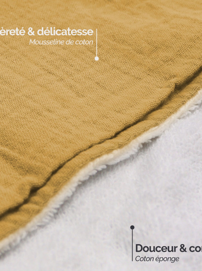 Cape, sortie de bain pour bébé intérieur 100 % coton - 100 x 100 cm - Lapin - Monsieur Bébé Moutarde - Kiabi