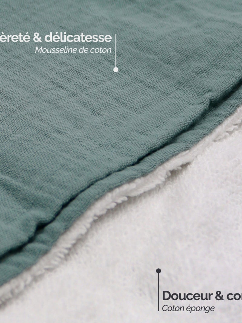 Cape, sortie de bain pour bébé intérieur 100 % coton - 100 x 100 cm - Lapin - Monsieur Bébé Vert - Kiabi
