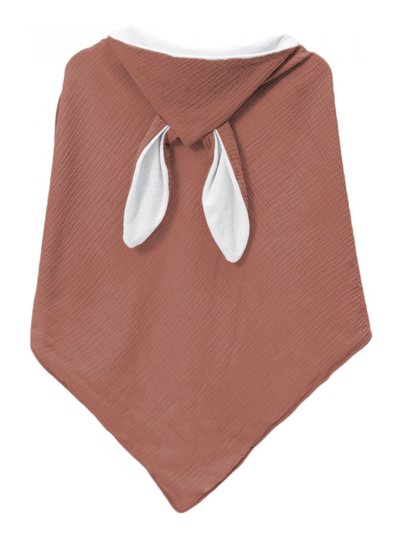 Cape, sortie de bain pour bébé intérieur 100 % coton - 100 x 100 cm - Lapin - Monsieur Bébé Vieux rose - Kiabi