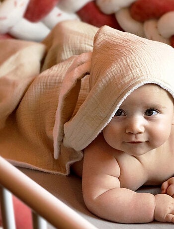 Cape, sortie de bain intérieur 100 % coton - Lapin - Monsieur Bébé