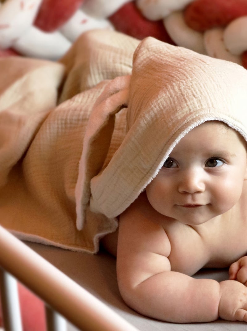 Cape, sortie de bain pour bébé intérieur 100 % coton - Lapin - Monsieur Bébé Beige - Kiabi