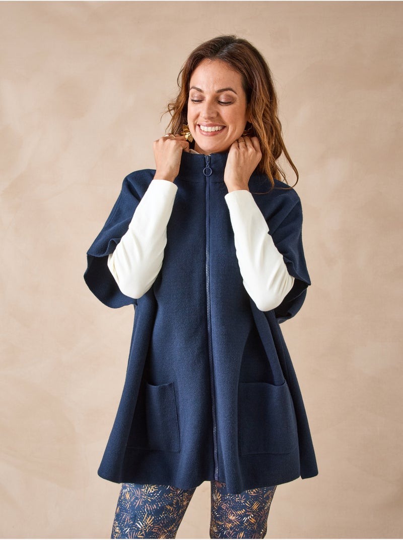 Cape zippée en maille milano - DAXON Bleu marine - Kiabi