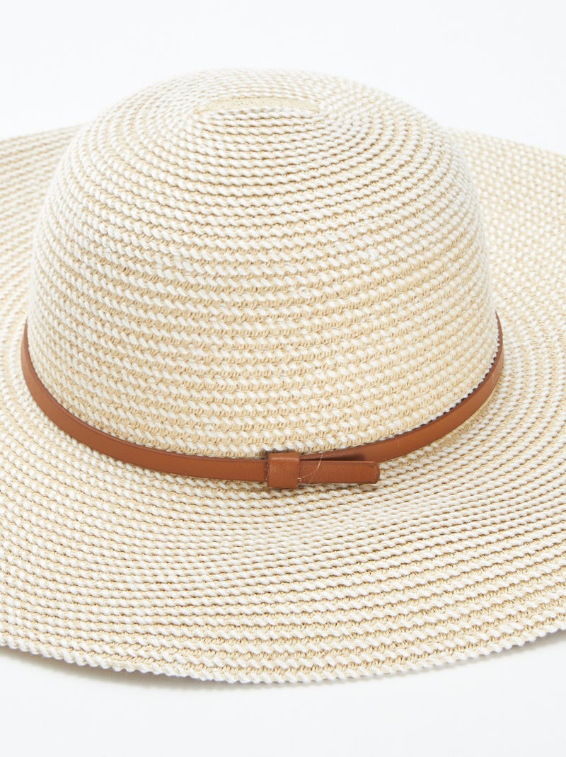 Capeline effet raphia tressé et fil blanc Beige - Kiabi