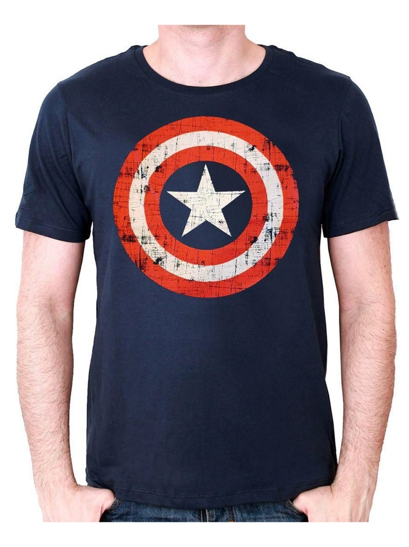 Capitaine Amérique - T-shirt motif/style logo Bleu marine - Kiabi
