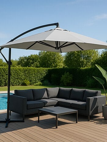 CAPRI - Parasol carré déporté 3x3 écru en aluminium